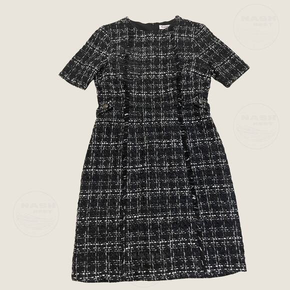 Nanette Lepore Tweed Blazer & Dress Set | 2 Piece Suit, Black White Career S NWT - Picture 4 of 14